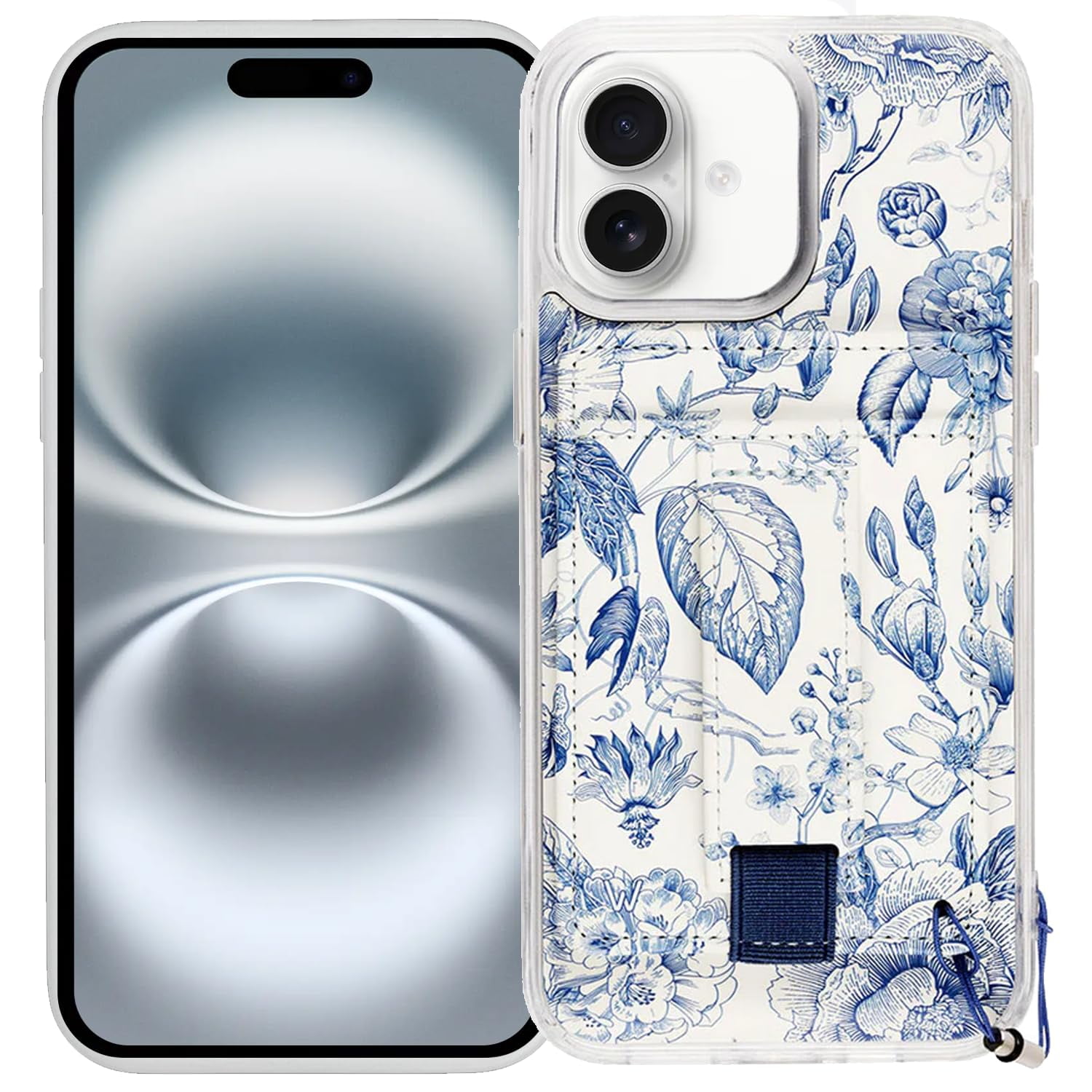 Walli Cases for iPhone 16 Case Aesthetic Magnetic Wallet Phone Case Card Holder, Holds up to 2 Cards - Cute, Trendy Phone Cover for Women fits iPhone 16, with Kickstand & Finger Strap