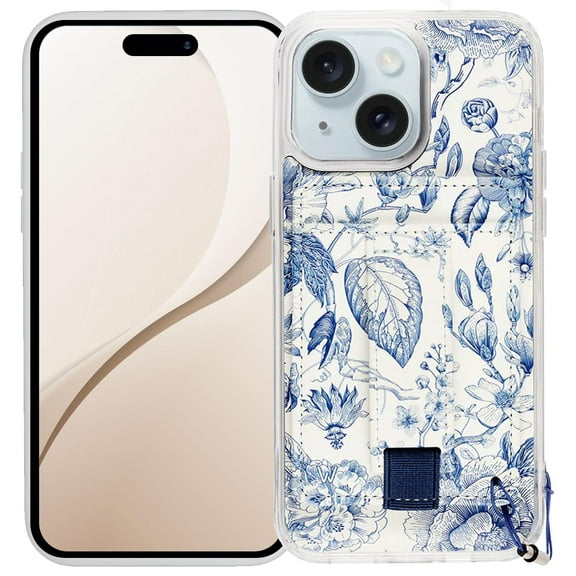 Walli Cases for iPhone 15 Plus Case Aesthetic Magnetic Wallet Phone Case Card Holder, Holds up to 2 Cards - Cute, Trendy Phone Cover for Women fits iPhone 15 Plus, with Kickstand & Finger Strap