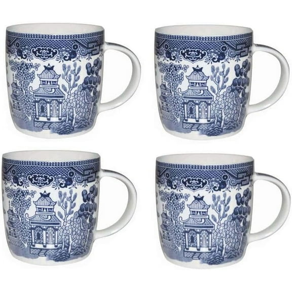 Blue Willow Mugs 11 oz, Set Of 4