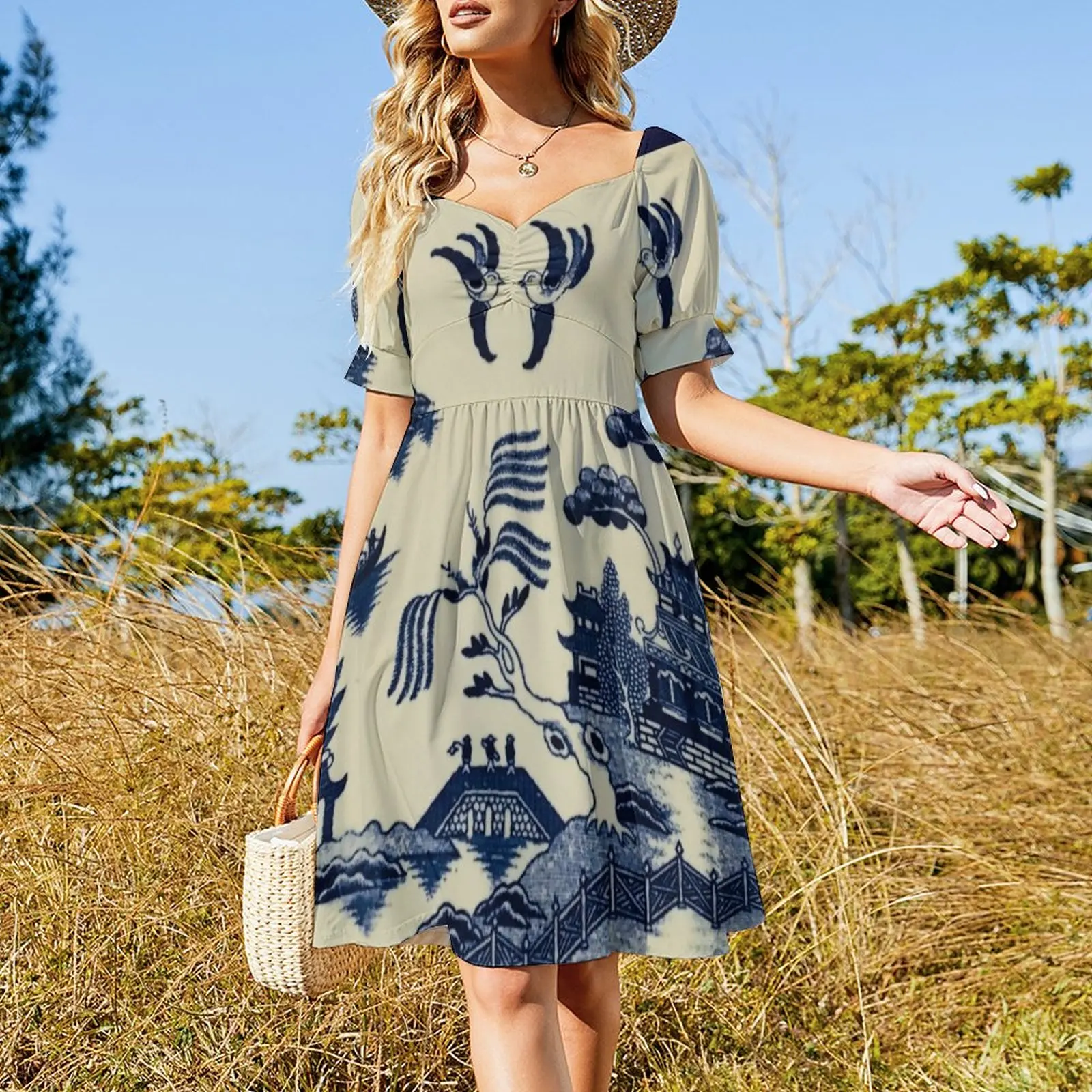 Blue Willow Pattern Sleeveless Dress Women dresses summer ladies dresses  for women 2024 women long dresses Woman's evening dress - Walmart.com
