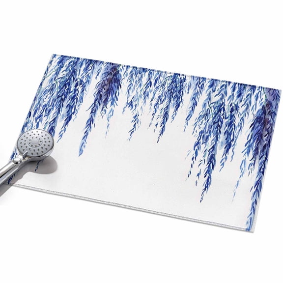 Blue Willows 2x3ft Non Slip Area Rug Watercolor Spring Falling Blue Willows Leaf Plant Washable&nbsp;Soft Area Rugs for Living Room, Indoor&nbsp;Circle Carpet for Bedroom Dining Room Kitchen