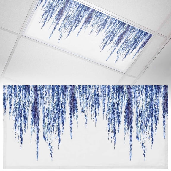 Blue Willows Fluorescent Light Covers Watercolor Spring Falling Blue Willows Leaf Plant Magnetic Light Filters Ceiling Lighting Panel Shade for Classroom Office Home 2 x 4 ft, 1 Pack
