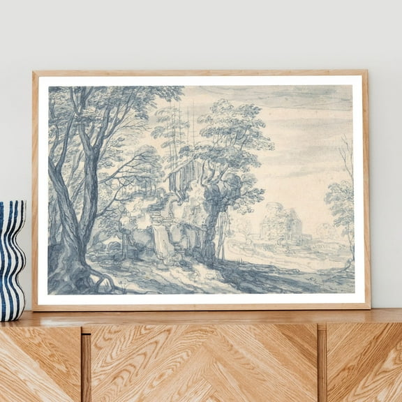 Blue Willowvintage Print, Vintage Landscape Painting, Chinoiserie Art, French Wall Decor, Wall Decor Wall Art, Modern Wall Decor, 8x12 UNFRAMED
