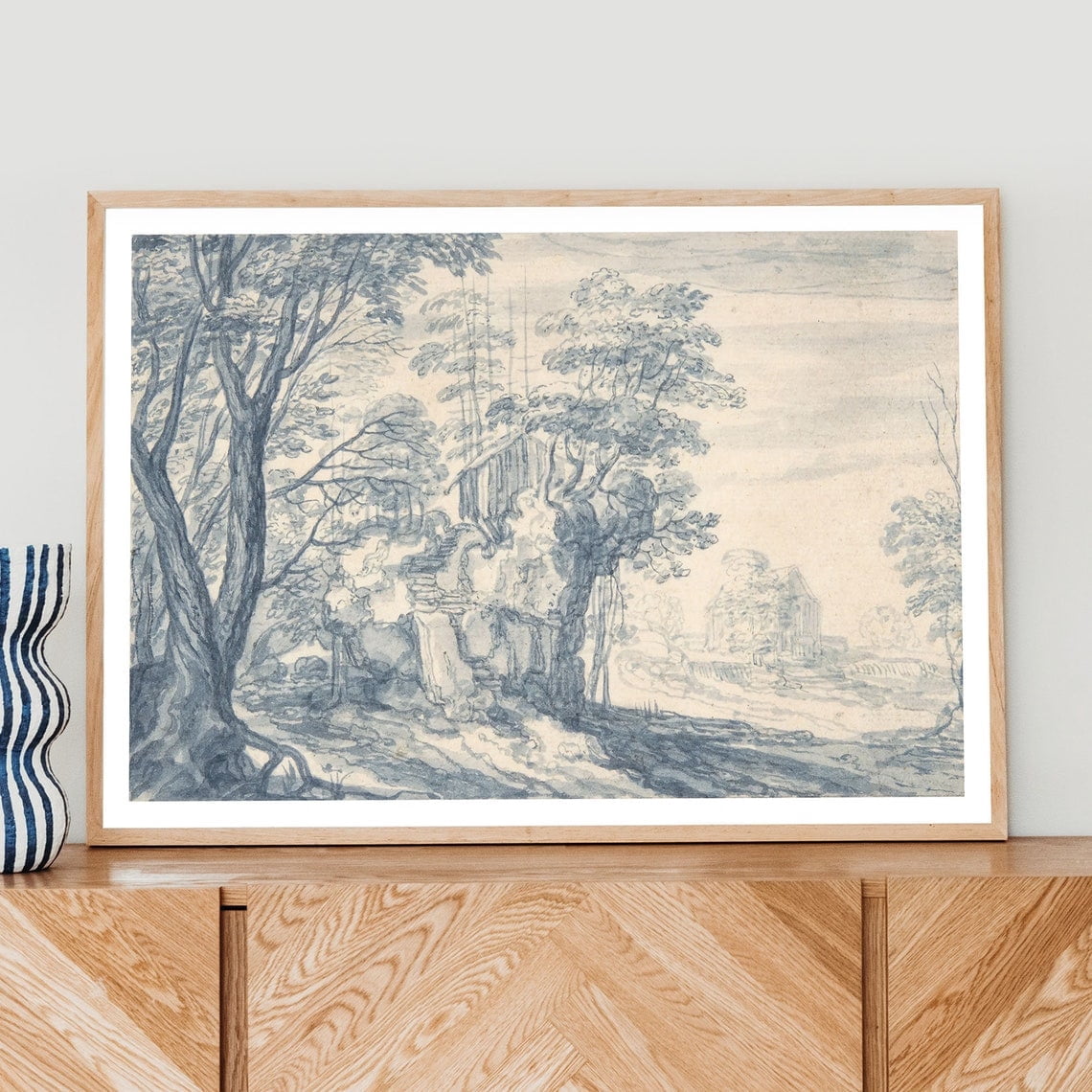 Blue Willowvintage Print Vintage Landscape Painting Chinoiserie Art ...