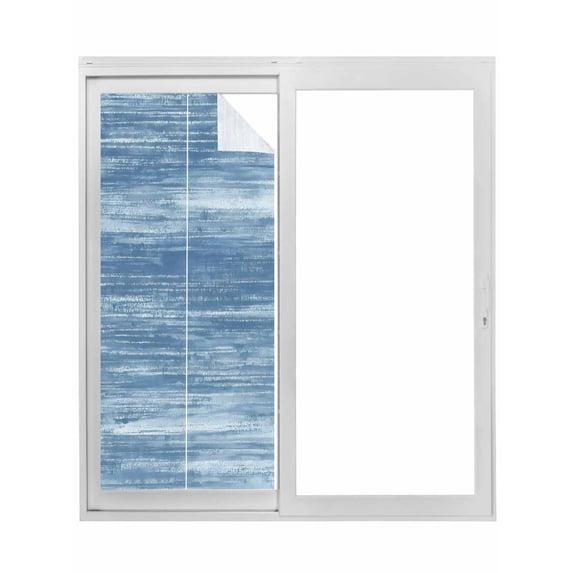 Blue Window Privacy Film, Vintage Modern Abstract Art Ombre Static Cling UV Sun Blocking Tint Film Heat Control Windows Films for Bedroom Bathroom, Window Stickers 35.4"x78.7"
