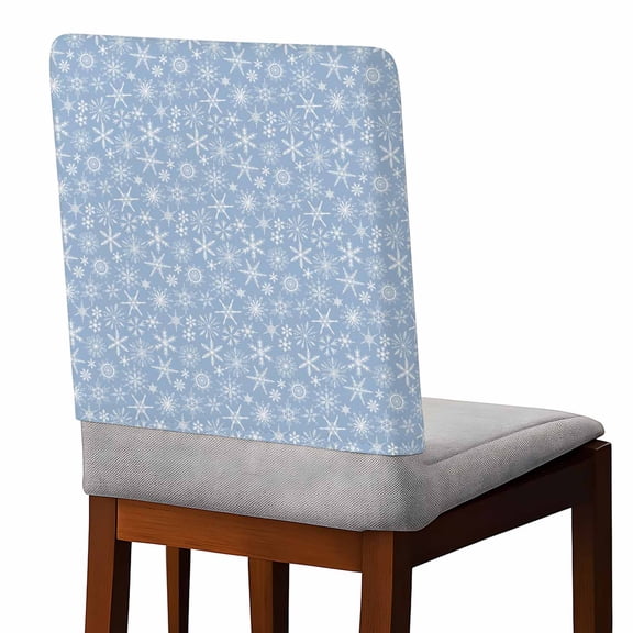 Blue Winter Chair Covers Set of 1 Snowflake Christmas Falling Snow Chair Back Covers Stretch Removable Washable Slipcovers Protector for Dining Room Kitchen Party Decor