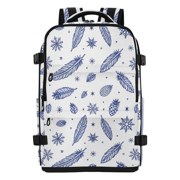Blue Winter Printed Travel Backpack for Women Men 20L Laptop Backpack Carry On Water Resistant