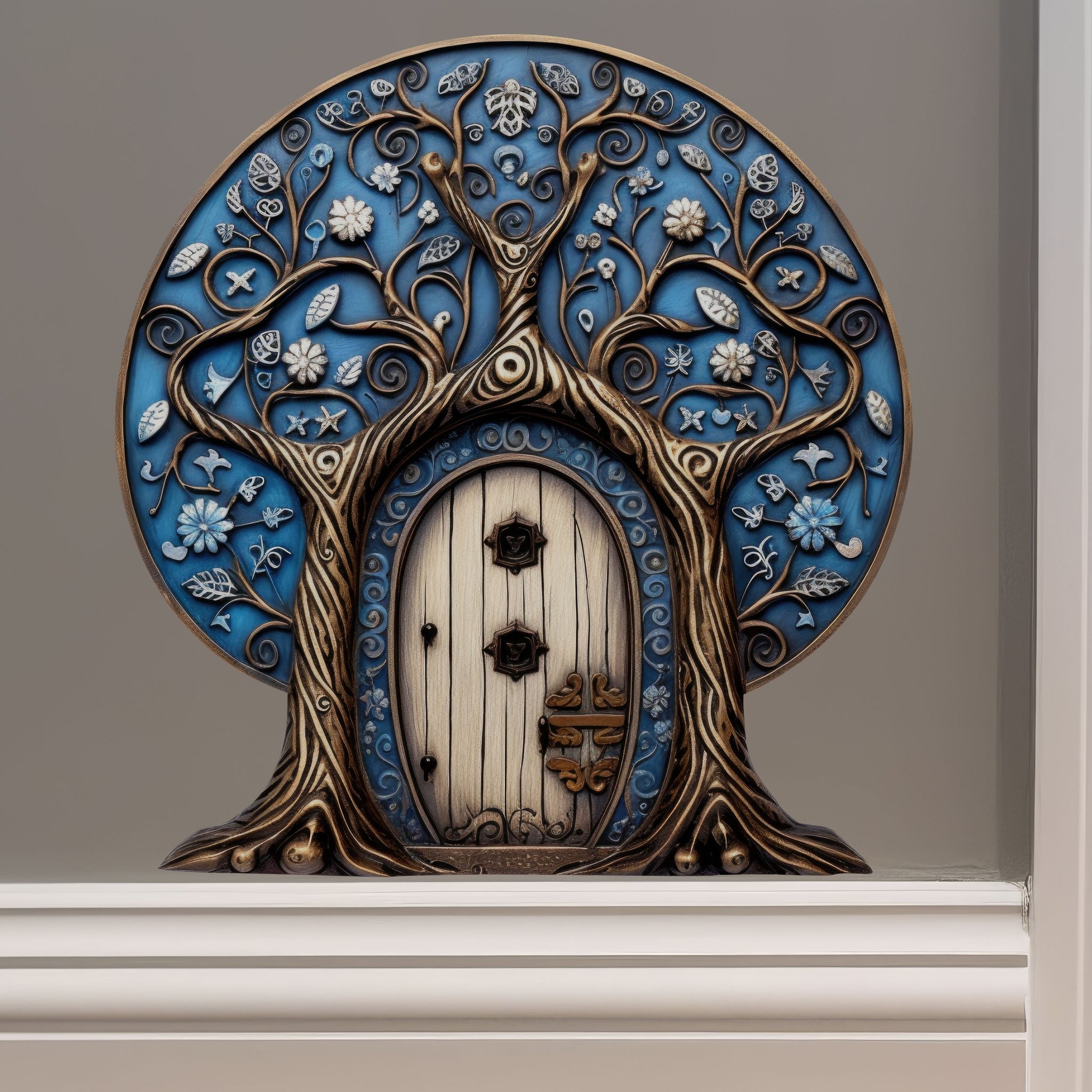 Forest Tree Fairy Door Wall Sticker - 5x5 Inch, Peel & Stick, USA Made, Enchanted Forest Decor