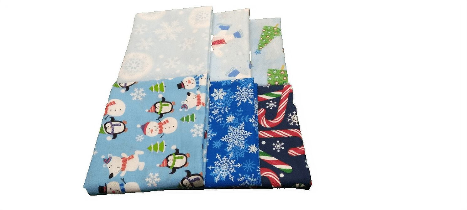 Blue Winter Wonderland Christmas Prints 6pc Fat Quarter Bundle