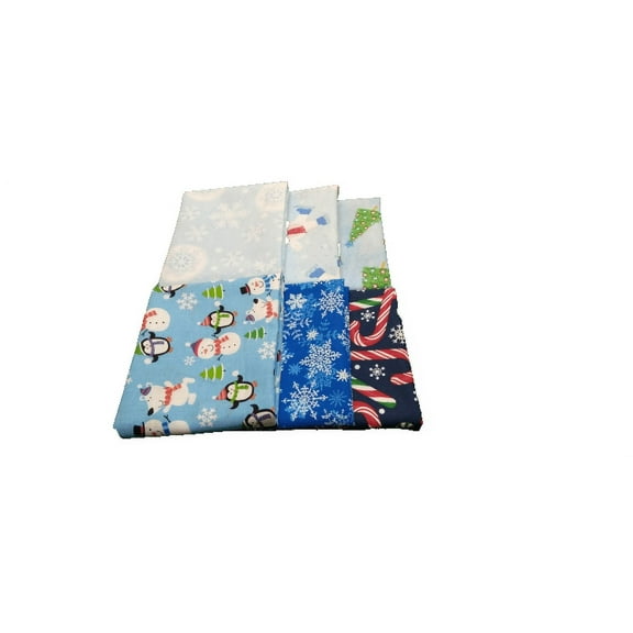Blue Winter Wonderland Christmas Prints 6pc Fat Quarter Bundle