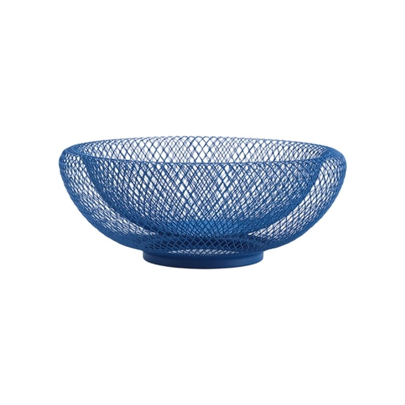Blue Wire Mesh Metal Fruit Bowl Multi Purpose Iron Storage Basket For Kitchen Makeup Cosmetic Organizer