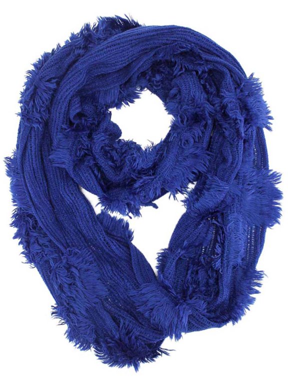 Blue Wispy Textured Ring Infinity Scarf
