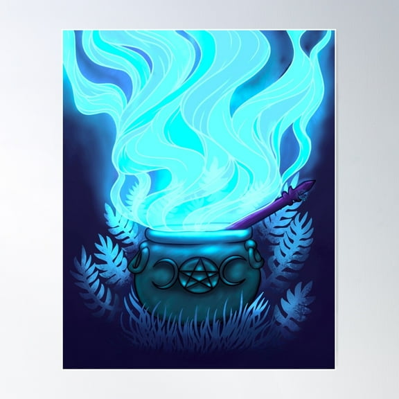 Blue Witches Cauldron Poster Wall Art, Modern Wall Decor For Living Room Bedroom, 8x12 UNFRAMED