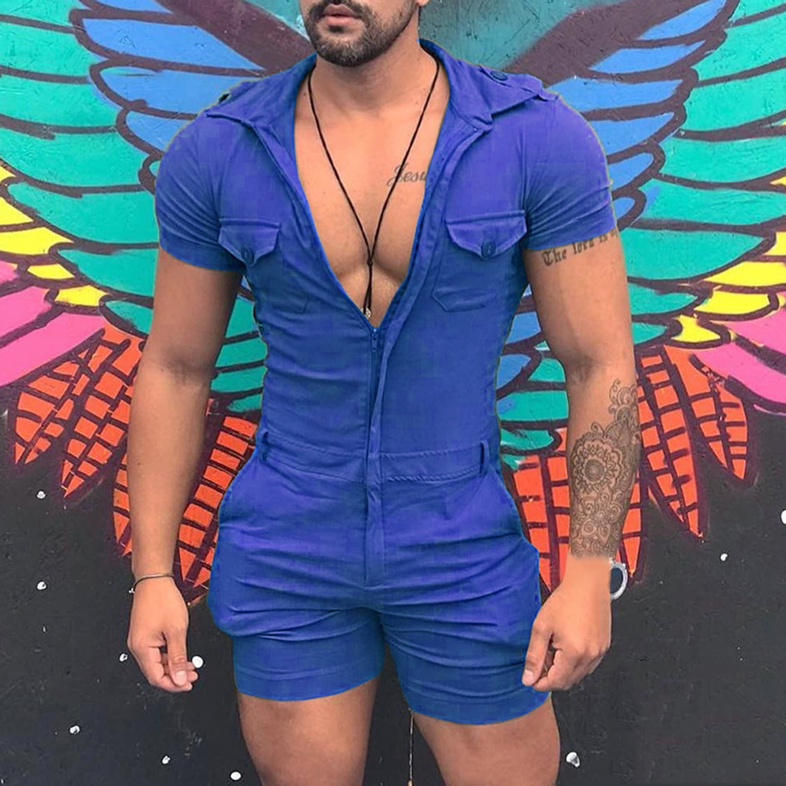 men blue romper