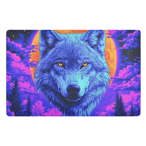 Blue Wolf Art Print Floor Door Mat Outdoor Indoor for Home Entrance Welcome Mats 32"x20"