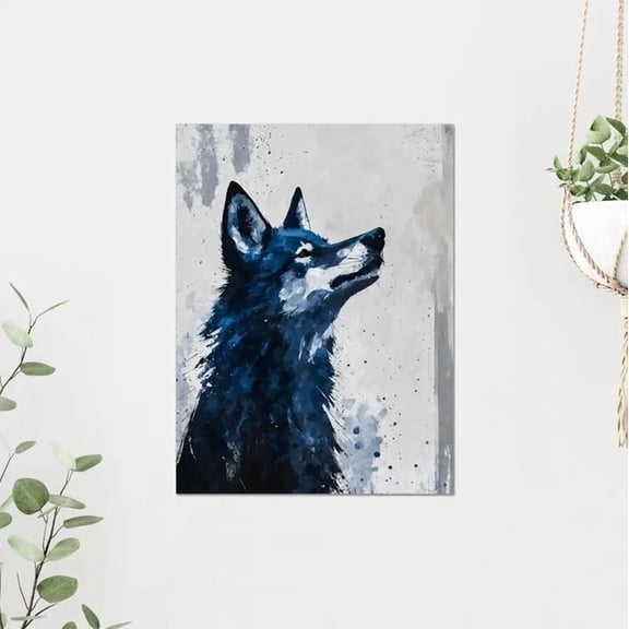 Blue Wolf Art Print Howling Wolf Portrait Wildlife Animal Art Home Decor Vintage Gift Living Room Dercor