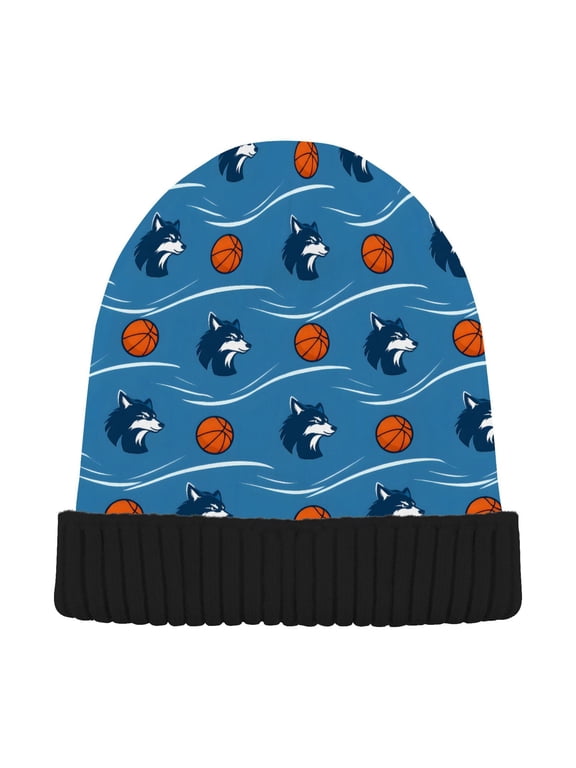 Blue Wolf Beanie Hat Unisex Warm Winter Hat Cap For Women Men Winter Running