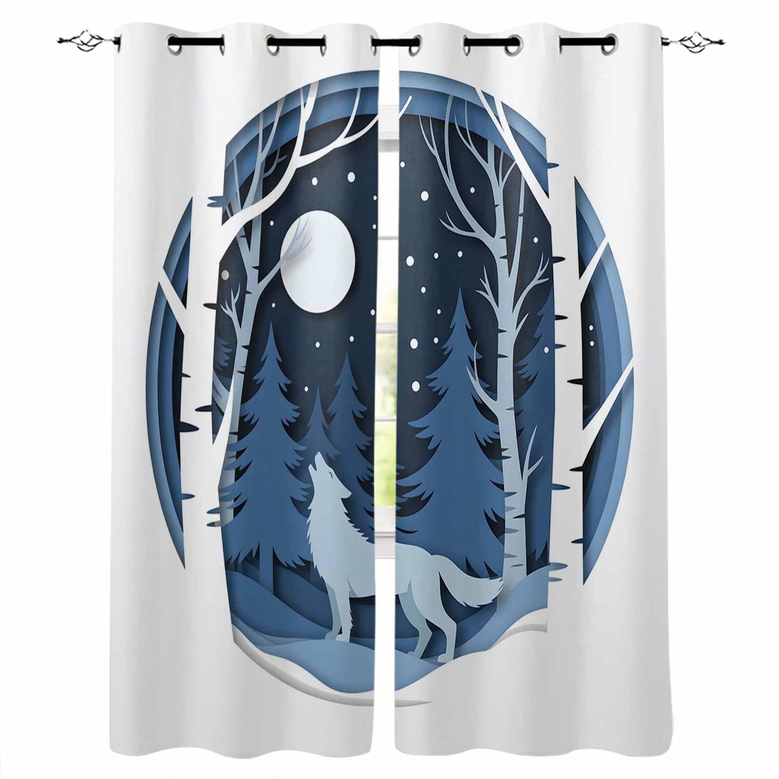 Moon Wolf Quilted Curtains NCU0DDK2000 main image 0