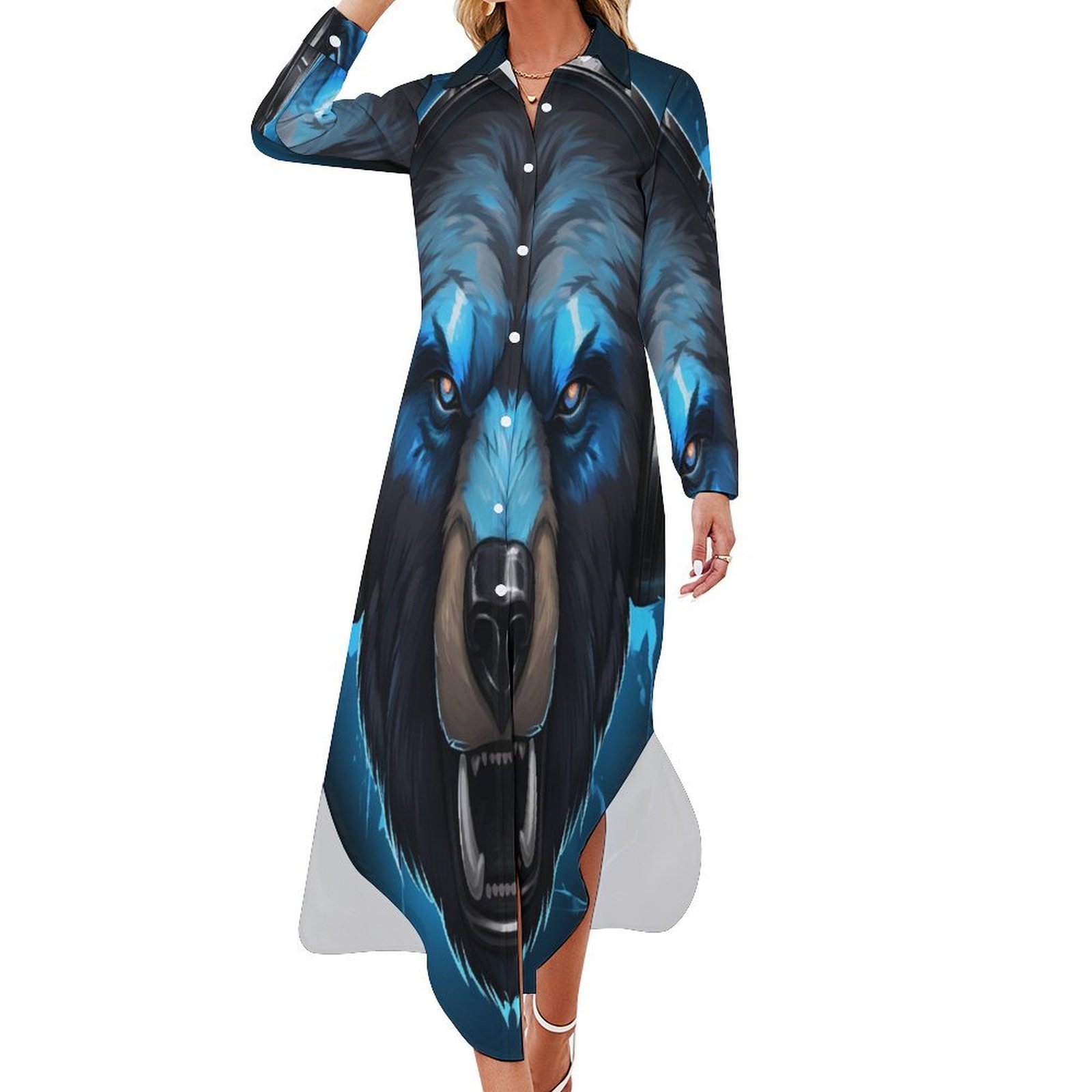 traditional mexican dress Chiapaneco Doble Ruedo Floral Embroidered Dress- Vestido Sherri Hill Lt Blue Size:Large 16.5” Neck / 34-35” Sleeve fabric color swatches