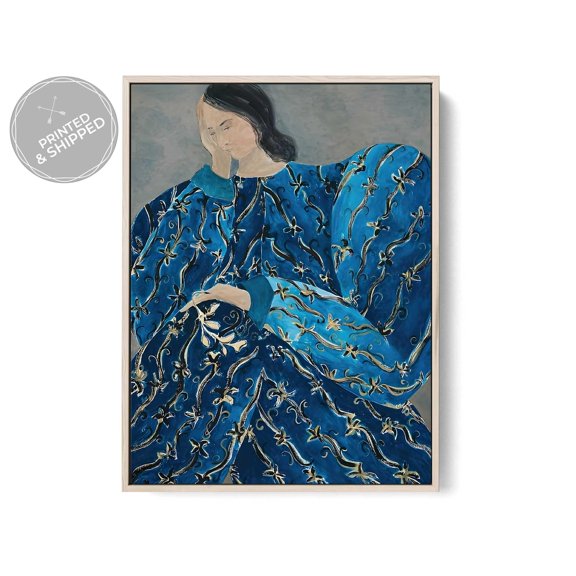 Blue Woman Art Print Poster , Poster Print Only