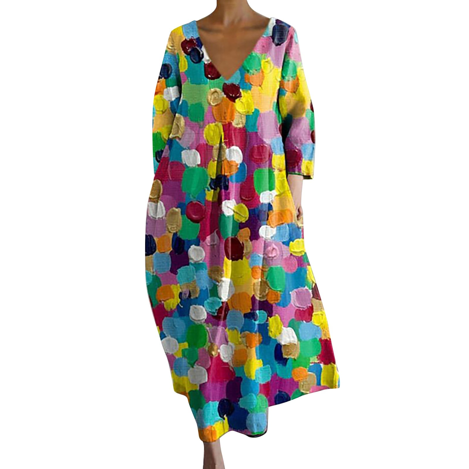 Blue Women Casual Dresses, Polyester Dress for Wedding Guest, Long
