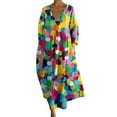 Blue Women Casual Dresses, Polyester Dress for Wedding Guest, Long