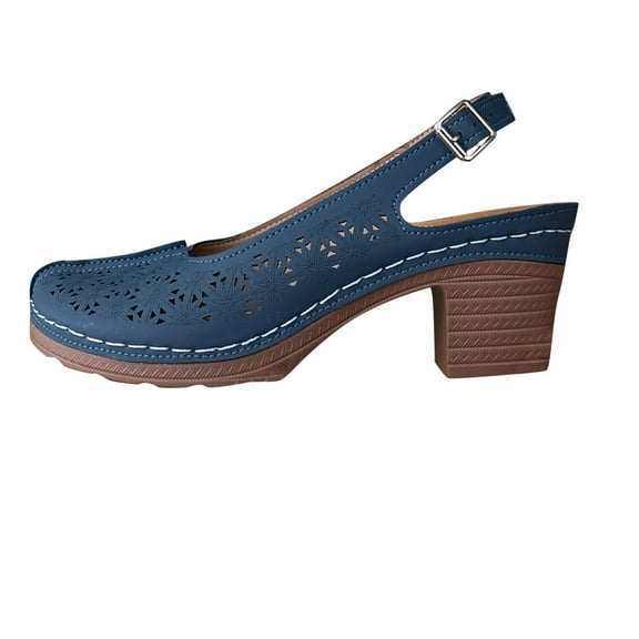 Blue Women Casual Wedge Heels Open Toe Round Toe Thick Sole For Outdoor Indoor Walking Comfortable Beach Footwear Spring Fashion