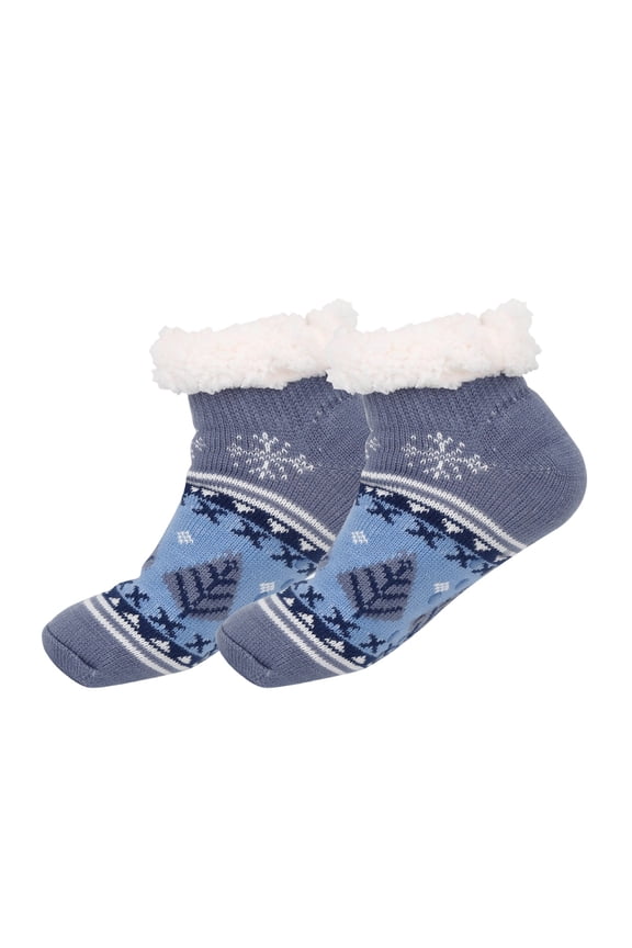 Blue Women Everyday Socks With Silicone Anti-Slip Strips And Cozy Plush Fabric Made From High-Quality Materials For All-Day Comfort And Style