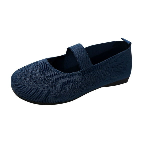 Blue Women Fashion Flat Shoes With Mesh Upper And Round Toe For Comfortable Use In Daily Activities