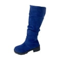 thumbnail image 1 of Blue Womens Mid Calf Boots High Heel Chunky Heel Pointed Toe Casual Fall Winter Fashion Boots Size 40, 1 of 9
