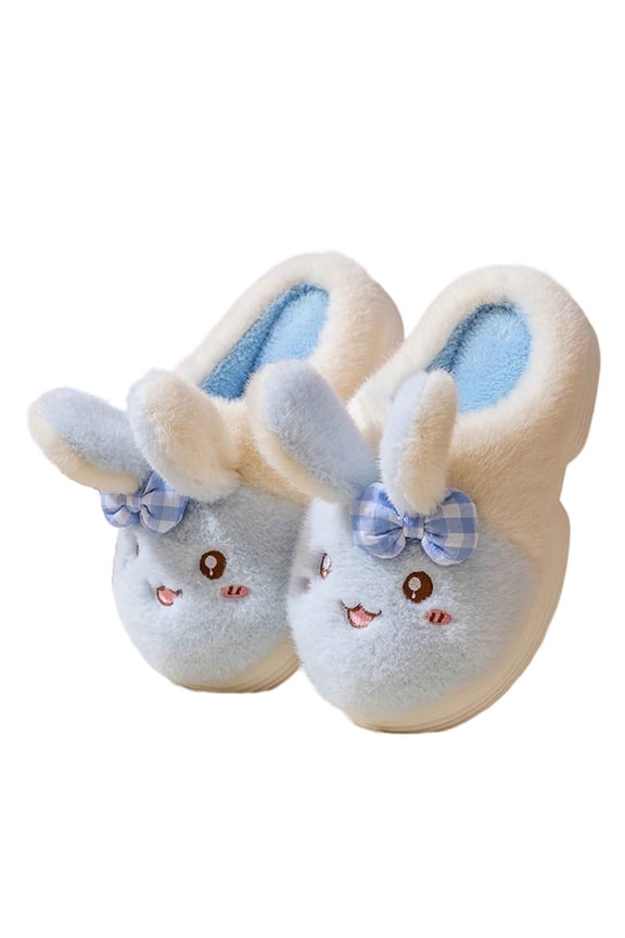 Blue Women'S Cozy Slippers Winter Soft Sole Indoor Home House Shoes Thick Bottom Non-Slip Warm Cartoon Kitty Cute Mop Casual