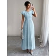 thumbnail image 1 of Blue Women Ruffle Sleeve Pleated Maxi Dress With Scoop Neck And Relaxed Fit, 1 of 6