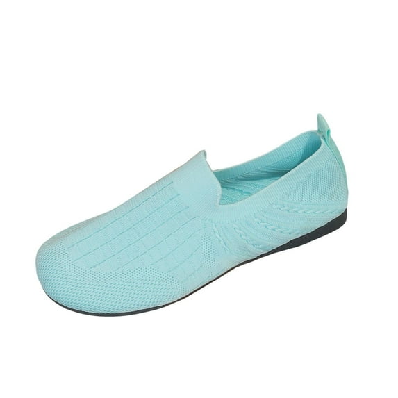 Blue Womens Casual Round Toe Flat Shoes Comfortable Everyday Walking Footwear Solid Color Slip On Design For Ladies Indoor And Outdoor Use Size 43