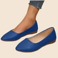 thumbnail image 1 of Blue Women'S Loafers Solid Color Flat Shoes Comfortable Low Heel Pointed Toe Low Cut Design Breathable Casual Versatile Slip On Shoes Size 37, 1 of 5