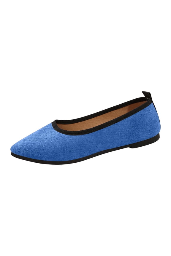 Blue Women'S Slip-On Flats With Cushioned Insole, Breathable Material For Comfort, Easy To Wear For Spring And Summer Seasons