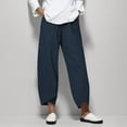 thumbnail image 1 of Blue Women'S Work Pants, Cotton Womens Work Pants Business Casual, Wide Leg Pants for Women, Capris for Women Casual Summer, Solid Dress Pants Women, Weekend Leisure Business Casual Dress for Women, 1 of 9