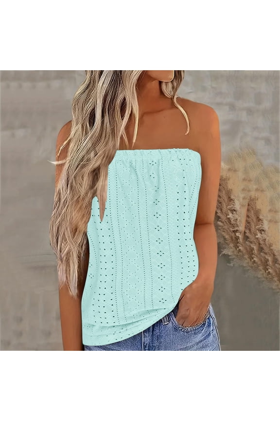 Blue Women Shirts, Bandeau Top Women'S Breathable Sleeveless Summer Tops Sexy Stretch Tube Top Off Shoulder Top Casual Beach Strapless Top Backless Top Party Loose Backless Top,Women Shirts L