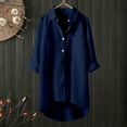 thumbnail image 1 of Blue Women Shirts, Womens Daily Casual Button V Neck Shirts Long Sleeve Tops Collared Blouses Loose Fit Shirt,Women Shirts XXL, 1 of 4