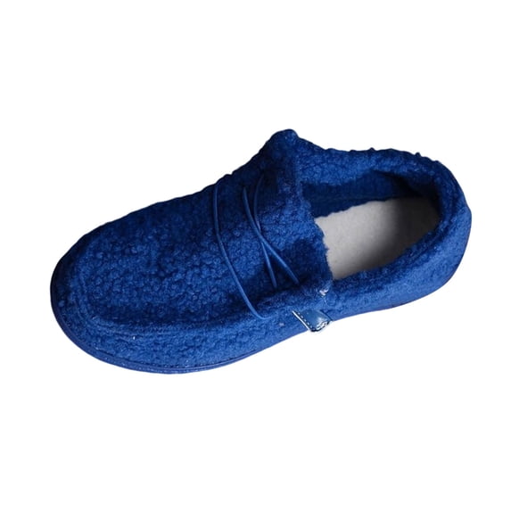 Blue Women Winter Walking Shoes Thick Sole Fleece Lined Comfortable Casual Flat Design