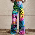 thumbnail image 1 of Blue Women's Casual Pants, 2025 New Summer Flower Wide Leg Pants Lightweight And Loose Casual Colorful Pants Imitation Jeans,Women's Casual Pants XXL, 1 of 4