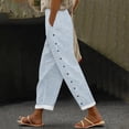thumbnail image 1 of Blue Women's Casual Pants, Women'S Elastic Belt With Pocket Trousers Side Cropped Pants Loose Casual Pants Printed Straight Pants,Women's Casual Pants XL, 1 of 4