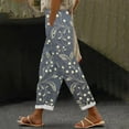 thumbnail image 1 of Blue Women's Casual Pants, Women'S Elastic Belt With Pocket Trousers Side Cropped Pants Loose Casual Pants Printed Straight Pants,Women's Casual Pants XL, 1 of 4