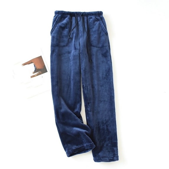 Blue Women's Casual Pants, Women'S Thermal Fleece Pockets Pajama Lounge Warm Casual Trousers Home Pants,Women's Casual Pants L