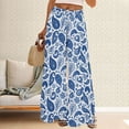 thumbnail image 1 of Blue Women's Casual Pants, Womens Wide Leg Palazzo Pants Boho Floral 2025 Summer Beach Culottes Flowy Casual Trousers For Vacation,Women's Casual Pants XL, 1 of 4