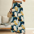 thumbnail image 1 of Blue Women's Casual Pants, Womens Wide Leg Palazzo Pants Boho Floral 2025 Summer Beach Culottes Flowy Casual Trousers For Vacation,Women's Casual Pants XXL, 1 of 4