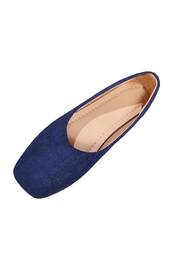 Blue Women's Casual Spring Fall Solid Color Low Cut Retro Outerwear Shoes Square Toe Flat Shoes for Indoor Outdoor Daily Wear Size 9