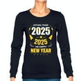 Blue Women's Long Sleeve TShirt with 2025 New Year's Design Happy