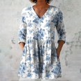 thumbnail image 1 of Blue Women's Long Sleeve T-shirt, 2025 New Women'S Summer Printed Group Shirt Women'S Linen V Neck Casual Shirt,Women's Long sleeve T-shirt XXL, 1 of 3