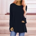 thumbnail image 1 of Blue Women's Long Sleeve T-shirt, Long Shirt Women'S Long Sleeve Oversize Basic Long Sleeve Pullover Tunic Crew Neck V Neck Long Sleeve Top Casual Plain Tops Spring Summer Cotton Blouses Long Sleeve,W, 1 of 7