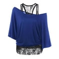 thumbnail image 1 of Blue Women's Long Sleeve T-shirt, Women Plus Size Lace Loose Casual Long Sleeve Tops Blouse Shirt,Women's Long sleeve T-shirt 4XL, 1 of 4